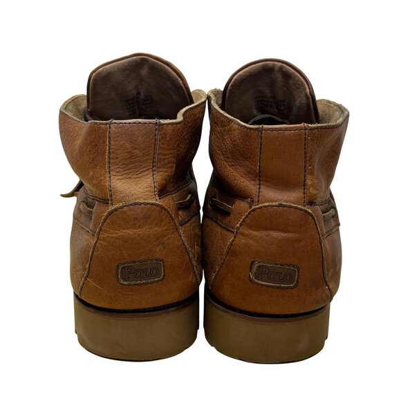 Polo Ralph Lauren Men’s Brown Leather Lace Up Rumford Moc Toe Ankle Boots Sz 12D - Picture 5 of 12